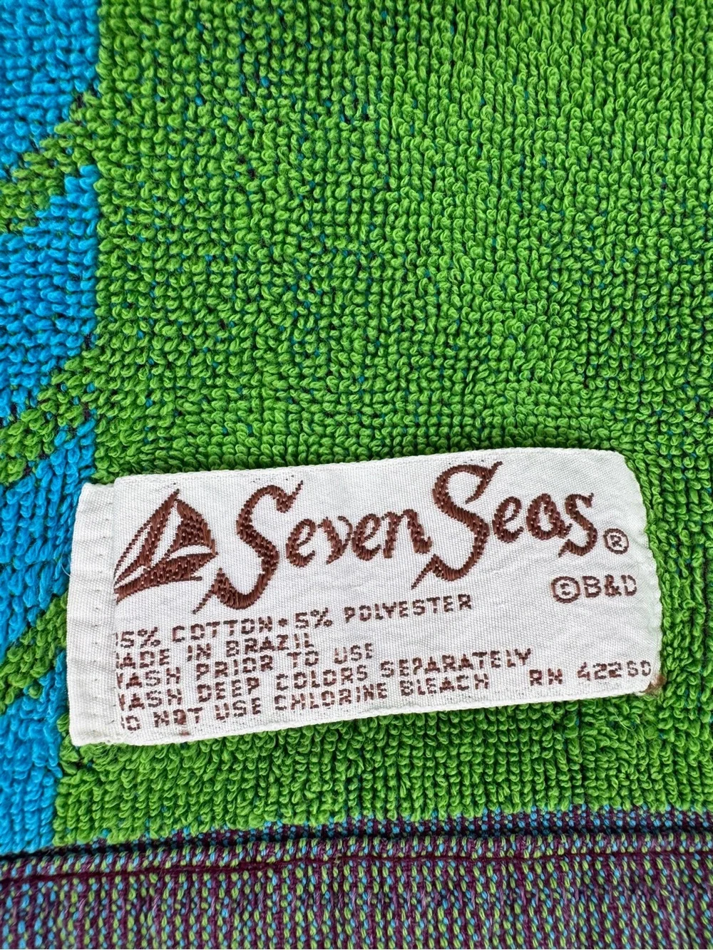 Vintage Seven Seas Tropical Palm Tree Beach Towel Retro Kitsch 70s/80s